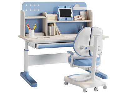 现代学生书桌椅组合3d模型 现代学生书桌椅组合