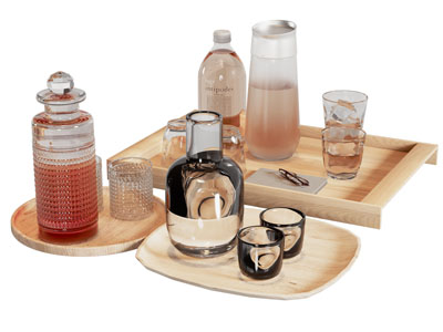 现代托盘茶壶 茶具杯子 摆件组合