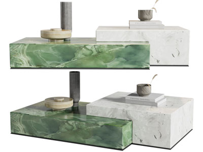 现代拼接长方形茶几3d模型 现代拼接长方形茶几