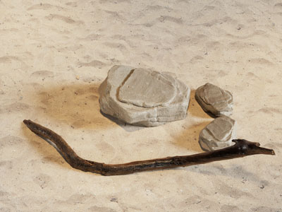 现代沙子 石头 木棍