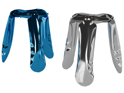 现代金属质感的圆凳子