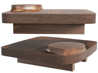 现代不规则实木茶几3d模型 现代不规则实木茶几