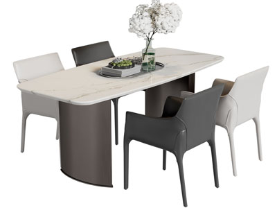 现代大理石餐桌椅组合