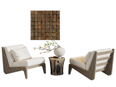 侘寂风休闲椅子 边几