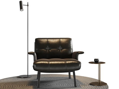 现代休闲椅子 边几 落地灯