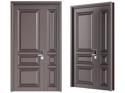 现代密码锁子母入户门 防盗门 平开门3d模型 现代密码锁子母入户门 防盗门 平开门