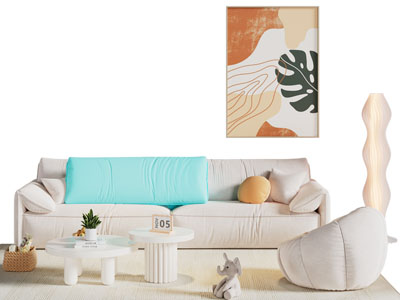 现代布艺多人沙发 懒人沙发和茶几组合