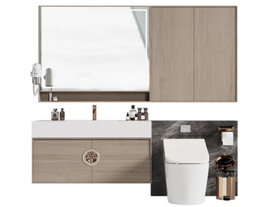 新中式洗手台 镜柜 马桶 卫浴柜