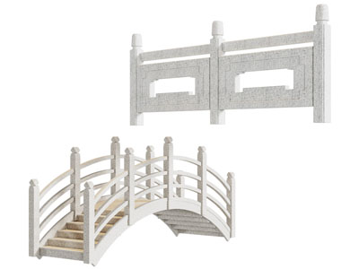 新中式石雕栏杆 护栏 围栏 石拱桥3d模型 新中式石雕栏杆 护栏 围栏 石拱桥