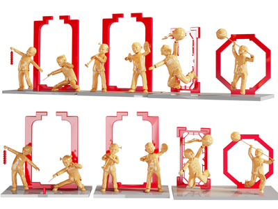 新中式新春节日城市雕塑小品3d模型 新中式新春节日城市雕塑小品