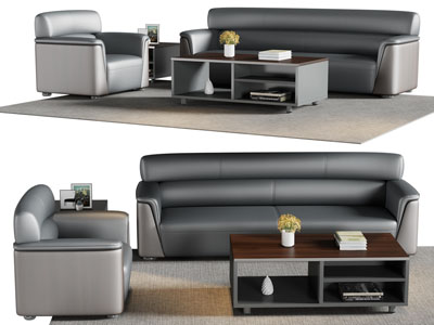 现代多人 单人沙发和茶几组合