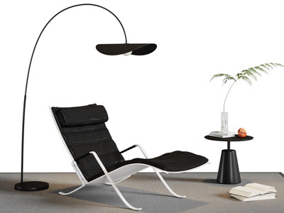 现代躺椅 边几 落地灯