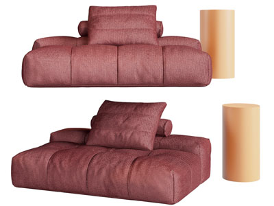 现代单人沙发 边几