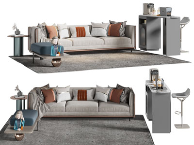现代多人沙发 沙发凳 吧台吧凳3d模型 现代多人沙发 沙发凳 吧台吧凳