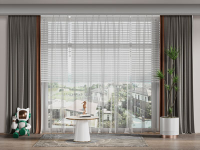 现代布艺窗帘窗纱 百叶窗帘3d模型 现代布艺窗帘窗纱 百叶窗帘