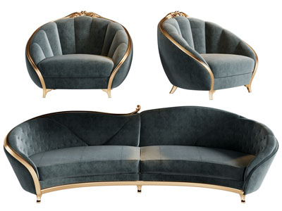 现代轻奢多人 单人沙发3d模型 现代轻奢多人 单人沙发