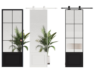 法式玻璃推拉门 谷仓门3d模型 法式玻璃推拉门 谷仓门