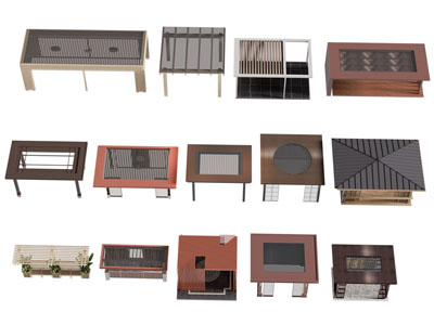 现代廊架 四角凉亭 景观亭子