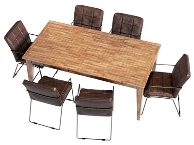 现代实木长方形餐桌椅组合