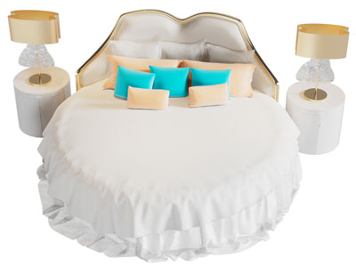 现代轻奢圆床 床头柜