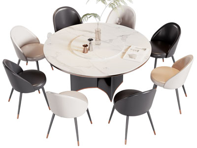 现代圆形餐桌椅组合