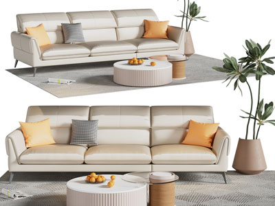 现代多人沙发 茶几组合3d模型 现代多人沙发 茶几组合
