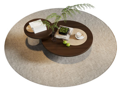 现代中古风圆形茶几3d模型 现代中古风圆形茶几