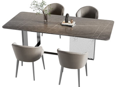 现代长方形餐桌椅组合