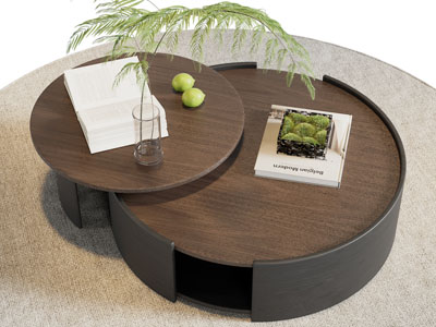 现代圆形茶几3d模型 现代圆形茶几