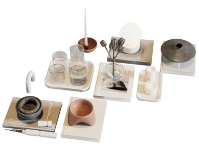 现代茶具杯子 书本 陶艺器皿摆件组合