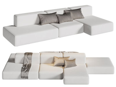 现代双向靠背多人沙发3d模型 现代双向靠背多人沙发