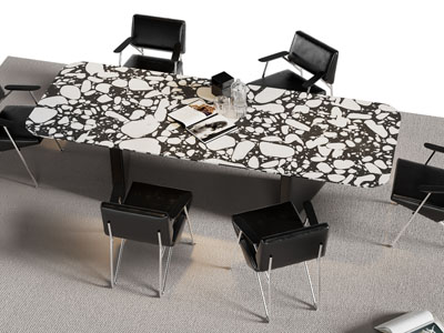 现代长方形餐桌椅组合