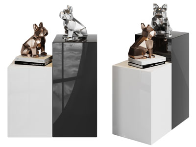 现代几何狗雕塑雕刻摆件组合3d模型 现代几何狗雕塑雕刻摆件组合