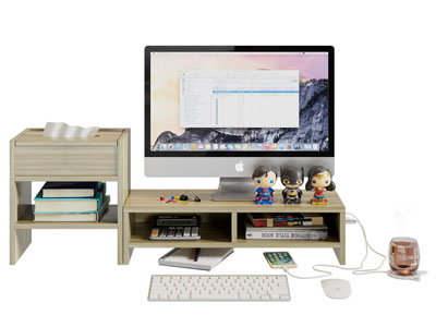 现代电脑 显示屏 鼠标键盘 摆件组合