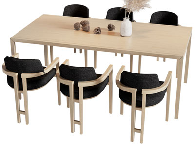 现代长方形餐桌椅组合