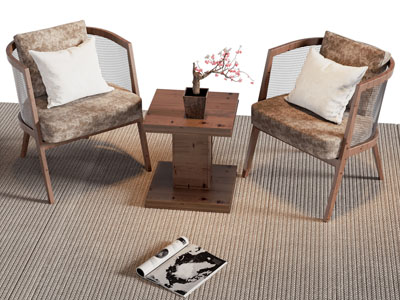 侘寂风休闲椅子 边几