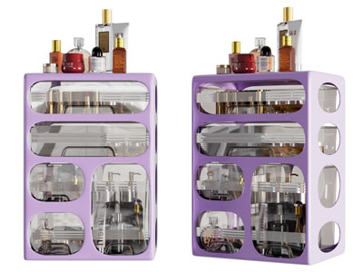 现代化妆品 化妆台 香水 花 镜子 展示收纳柜