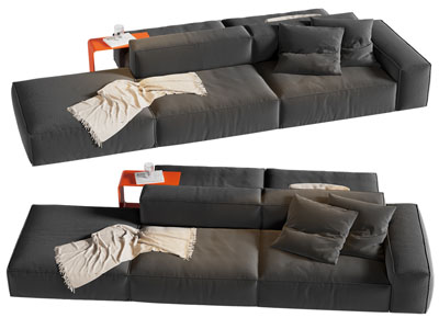 现代布艺多人沙发3d模型 现代布艺多人沙发