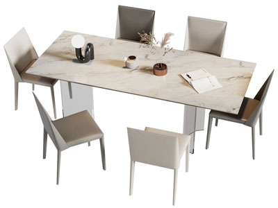 现代长方形餐桌椅组合