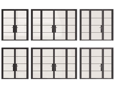 现代玻璃平开门 双开门3d模型 现代玻璃平开门 双开门