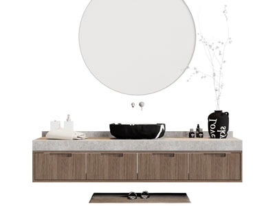 现代洗手台 镜子 卫浴柜