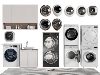 现代阳台洗衣机收纳柜