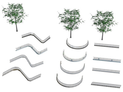 现代景观玻璃围栏 栏杆 桥梁护栏 树木3d模型 现代景观玻璃围栏 栏杆 桥梁护栏 树木