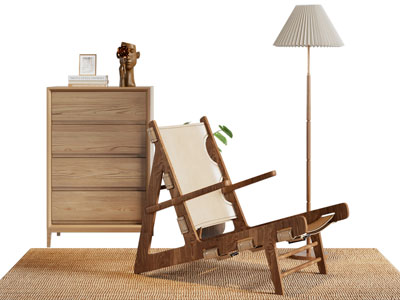 侘寂风休闲椅子 落地灯 斗柜 边柜