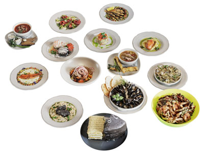 现代碗碟海鲜 食物 熟食 菜 食品 炒菜 中餐