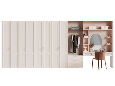 现代带梳妆台的衣柜3d模型 现代带梳妆台的衣柜