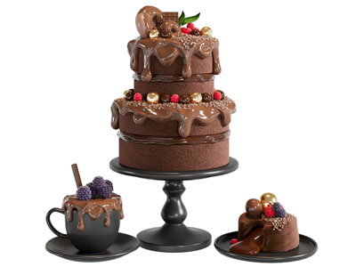 现代巧克力蛋糕 水果食物