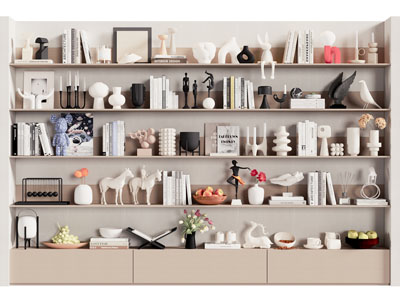 现代陶艺器皿 摆件组合装饰柜