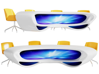 现代直播间科技感办公桌椅组合