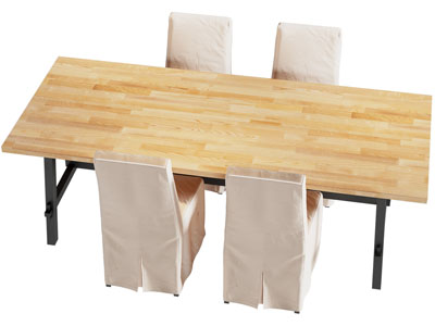 现代实木长方形餐桌椅组合